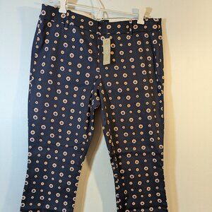 J. Crew Minnie Skinny Pant Navy Blue Floral Pattern Size 6 Style A1448